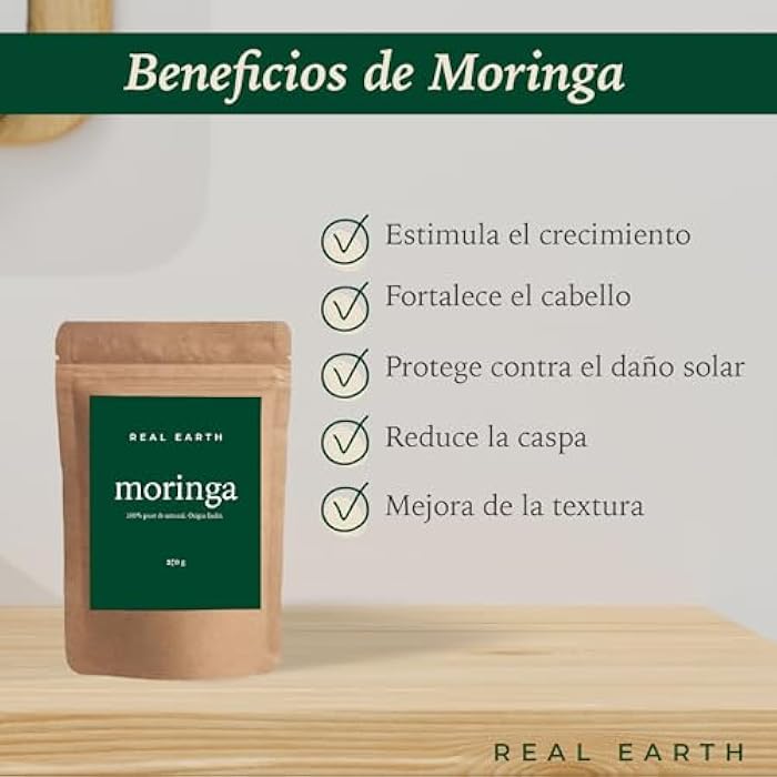 Real Earth Stories - Moringa powder 250g - 100% natural and organic - High protein source - Strong hair - Image 3